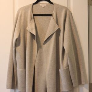 J.Crew Light Gray Sweater Jacket — Size L — Merino Blend, Open Front